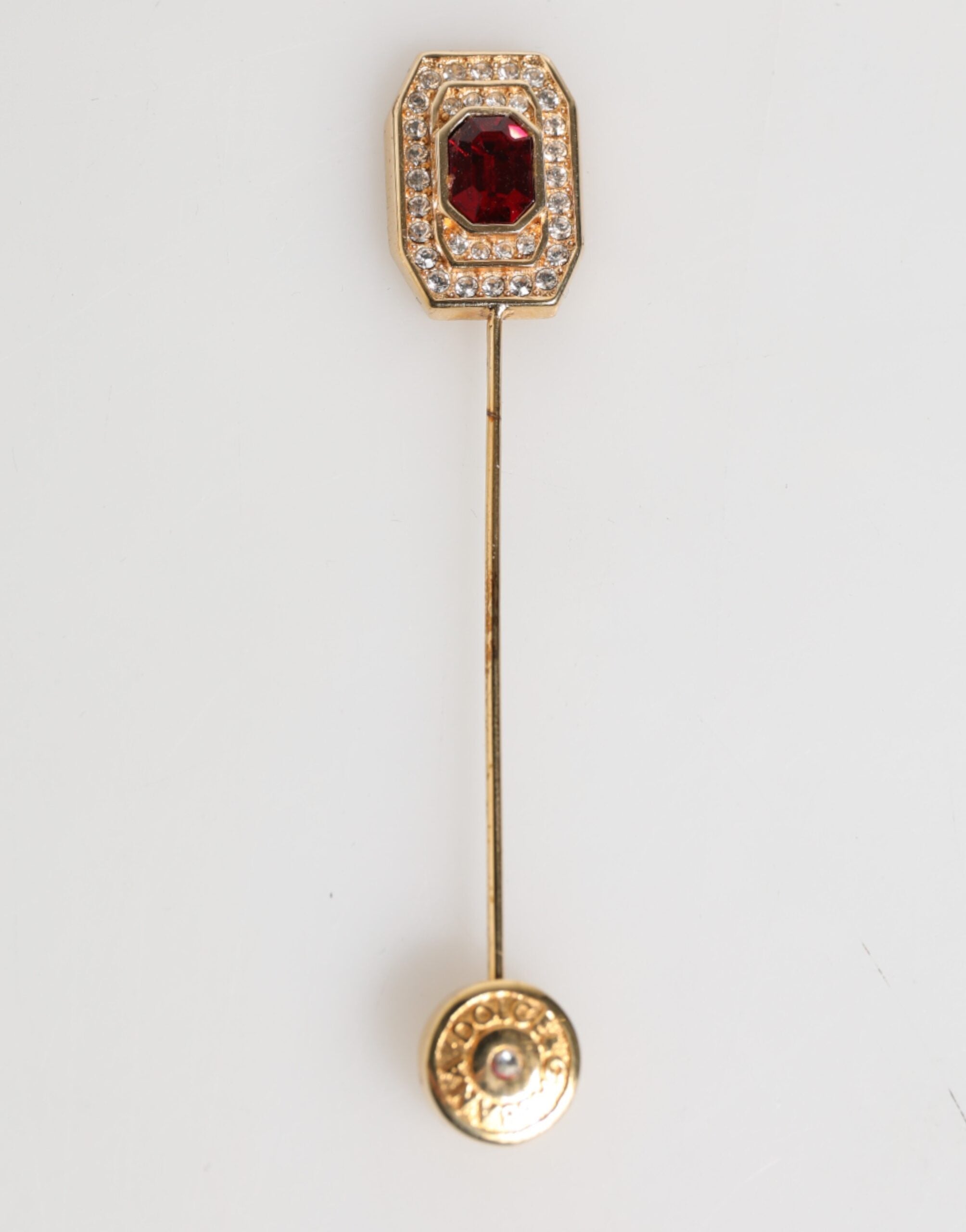 Rhinestone Embellished Sterling Silver Collar Brooch Pin