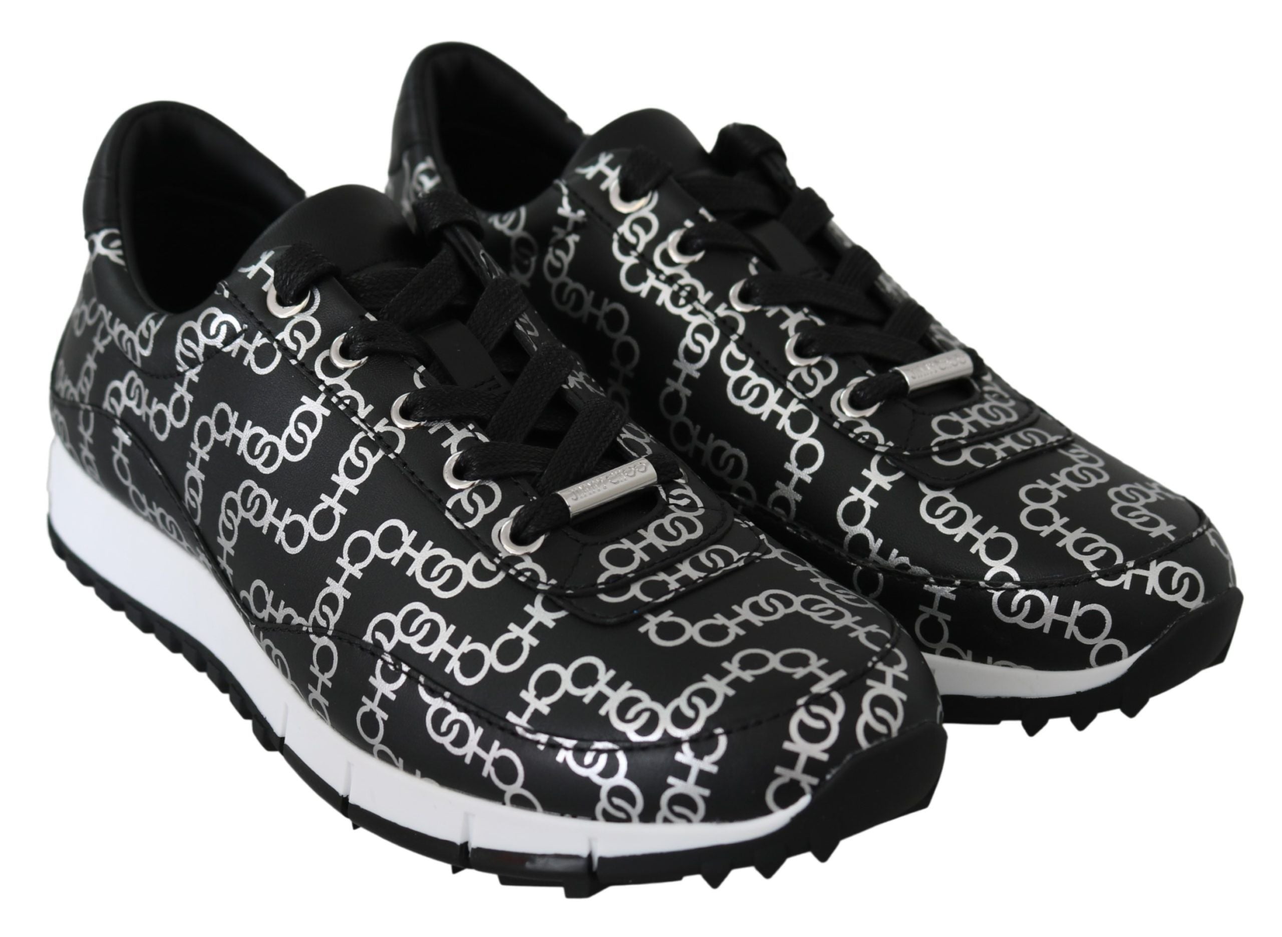 Baskets Jimmy Choo Monza noires argentées