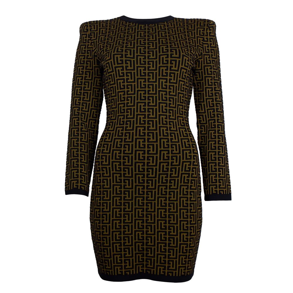 Robe Balmain monogramme marron et noir