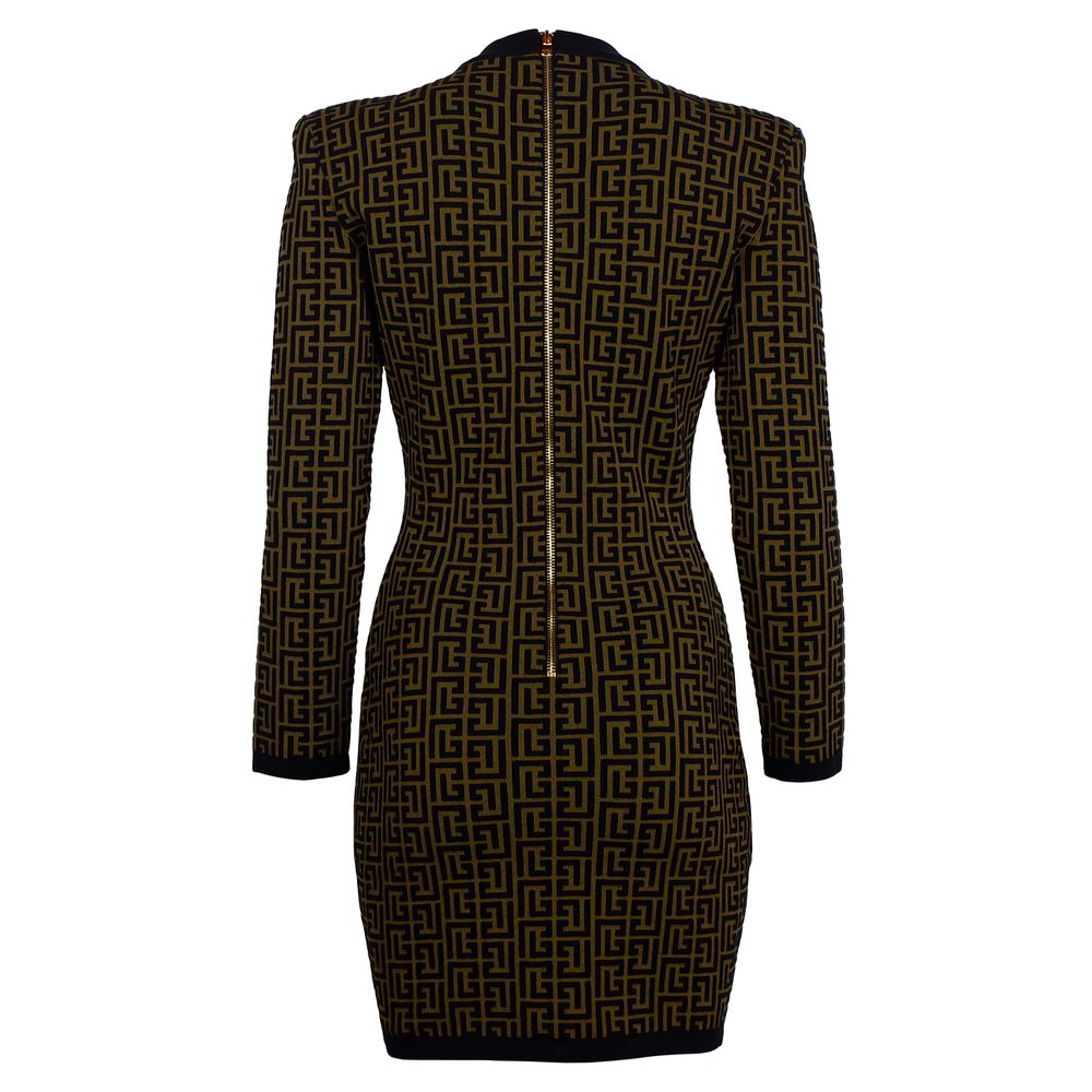 Robe Balmain monogramme marron et noir