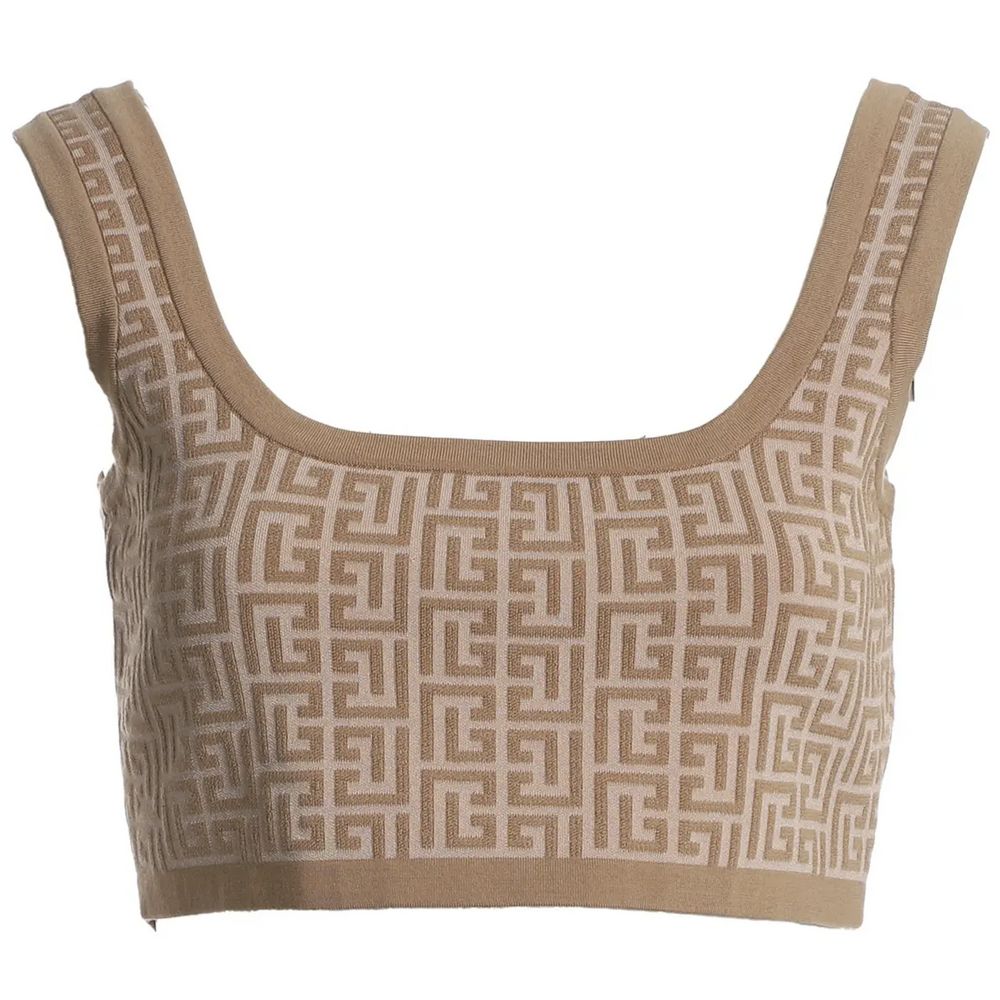 T-shirt Balmain monogramme beige