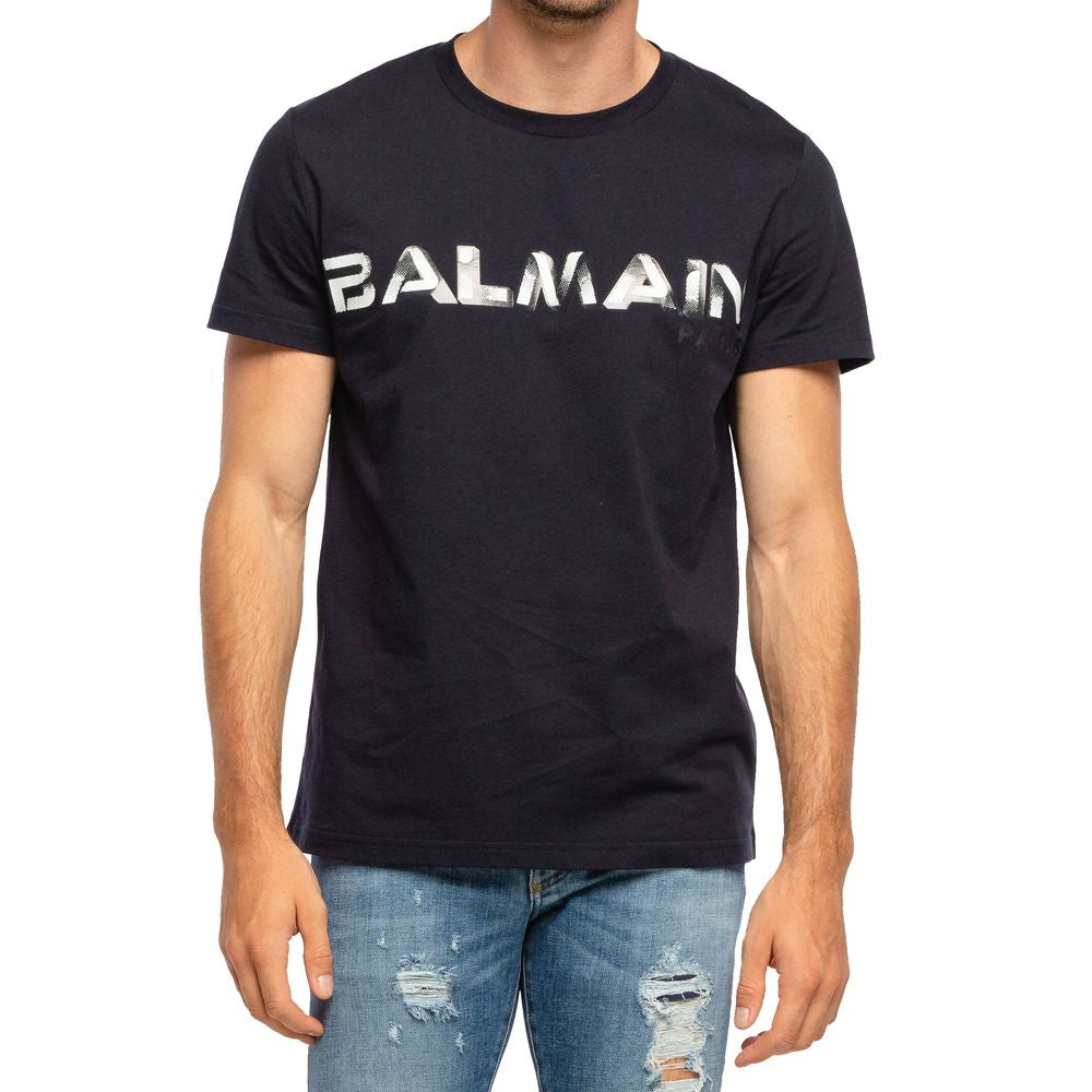 T-shirt Balmain logo bleu foncé