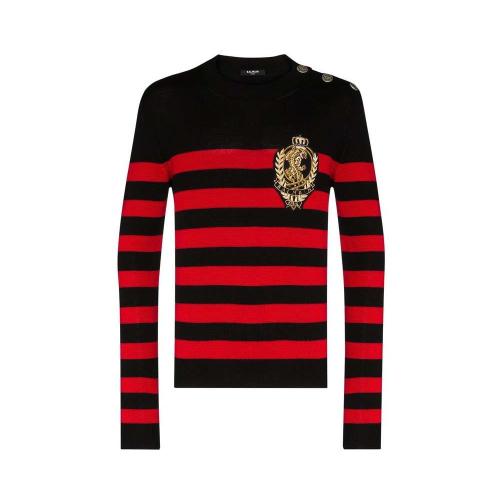 Pull Balmain à rayures rouges et noires