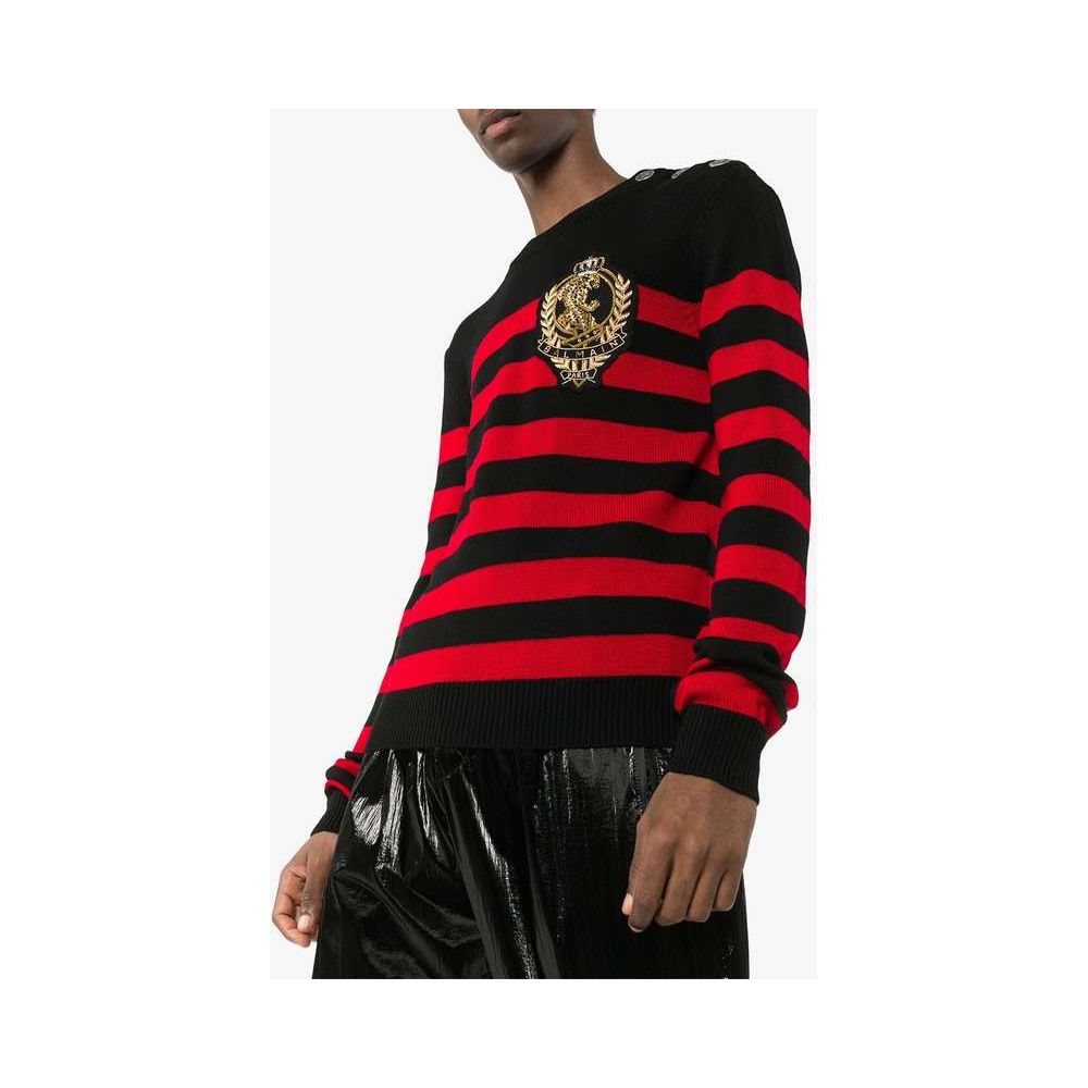Pull Balmain à rayures rouges et noires