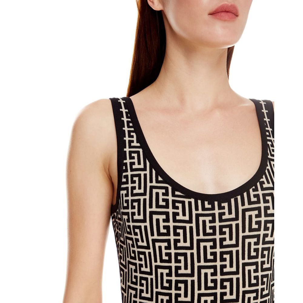 Body Balmain blanc avec motif géométrique