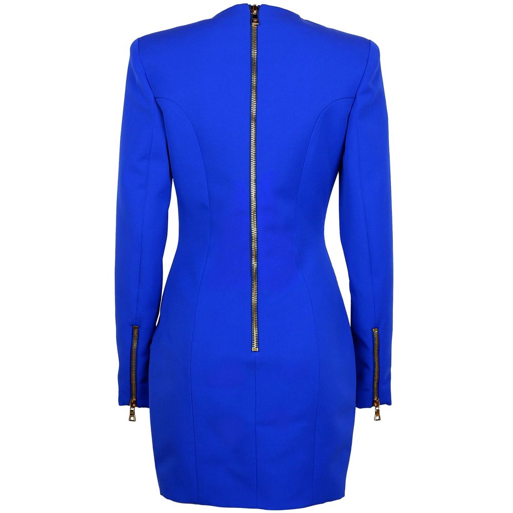 Robe Balmain à encolure carrée bleue