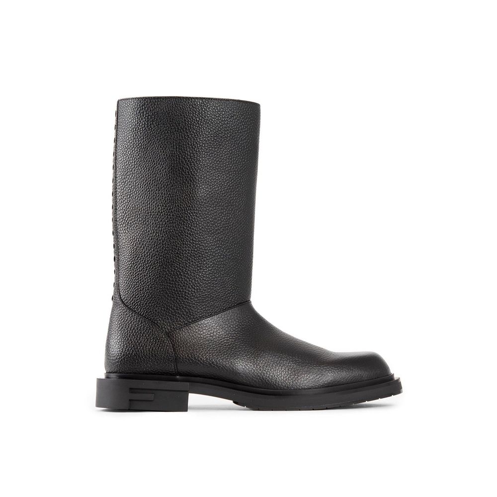 Bottines en cuir gratté noires