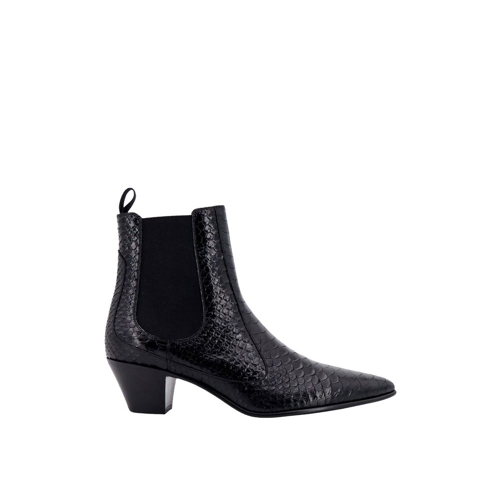 Bottines en cuir effet serpent noires