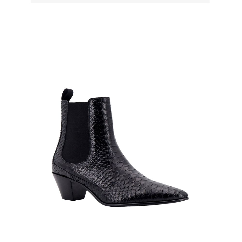 Bottines en cuir effet serpent noires