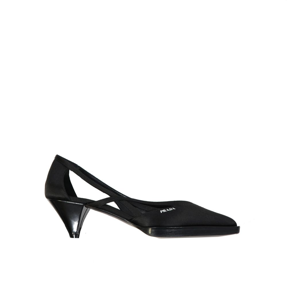 Pompes 55mm en satin cut-out noires