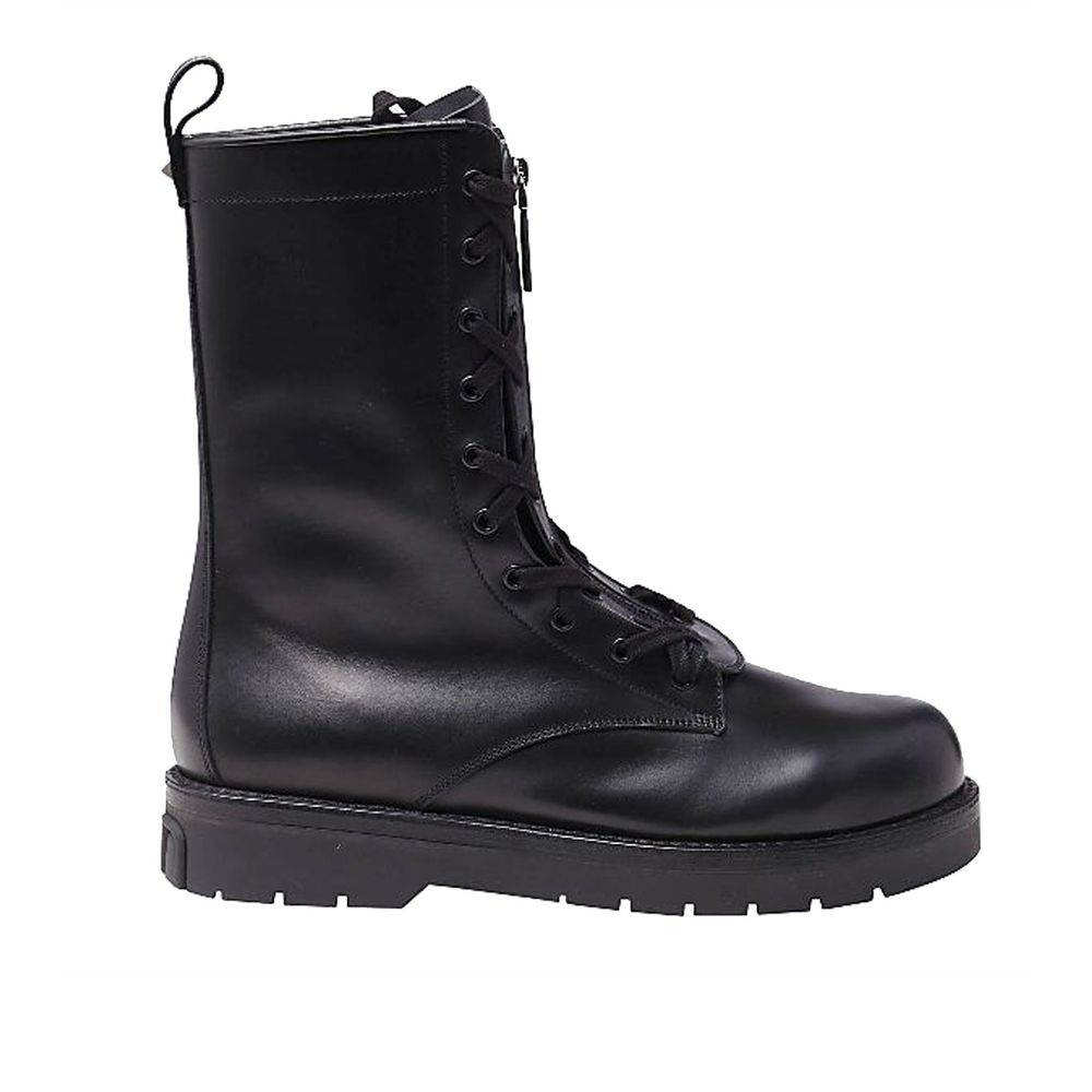 Bottines Combat en cuir noires