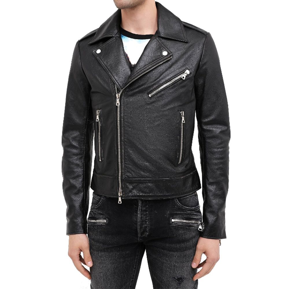 Veste cuir homme noire