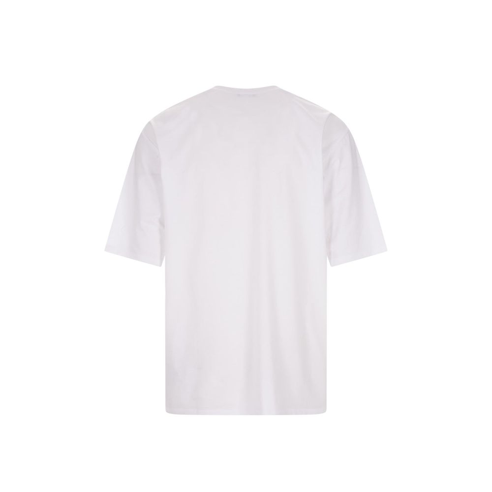 T-shirt oversize blanc avec logo cristaux