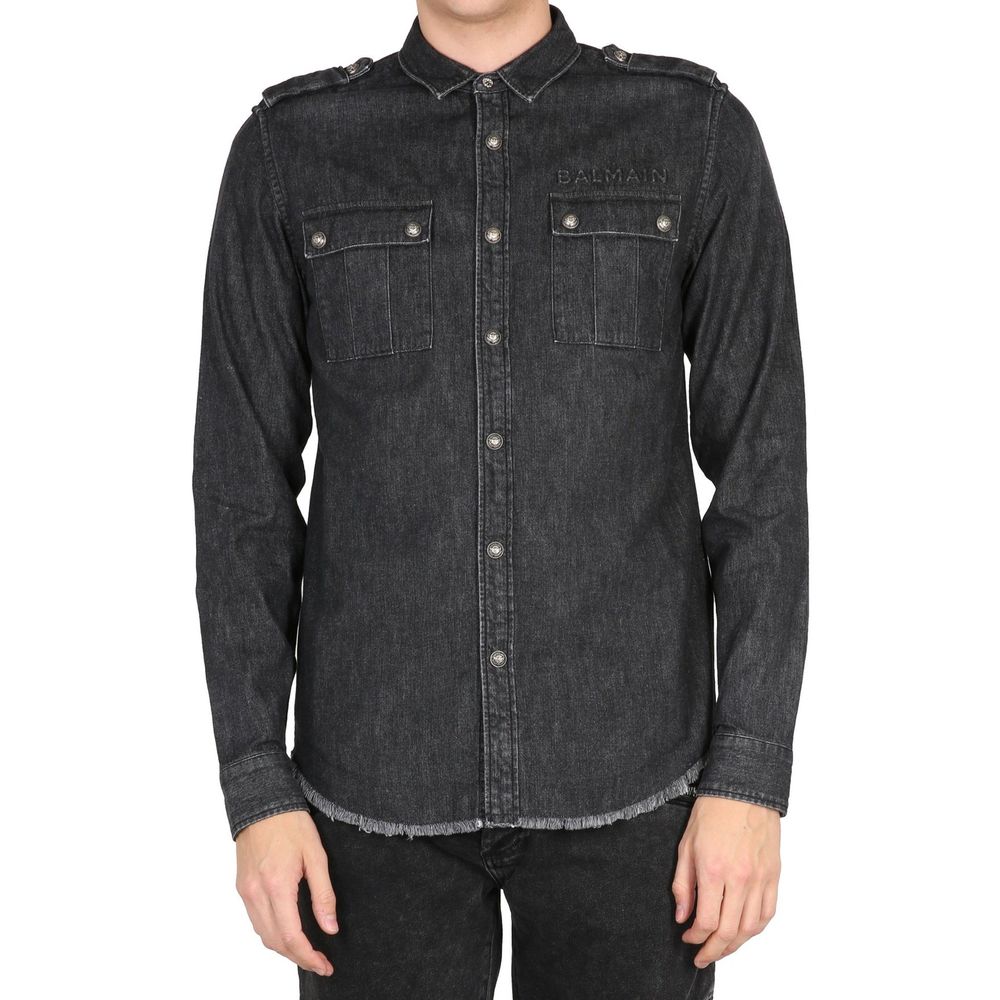 Chemise de denim en coton homme bleue