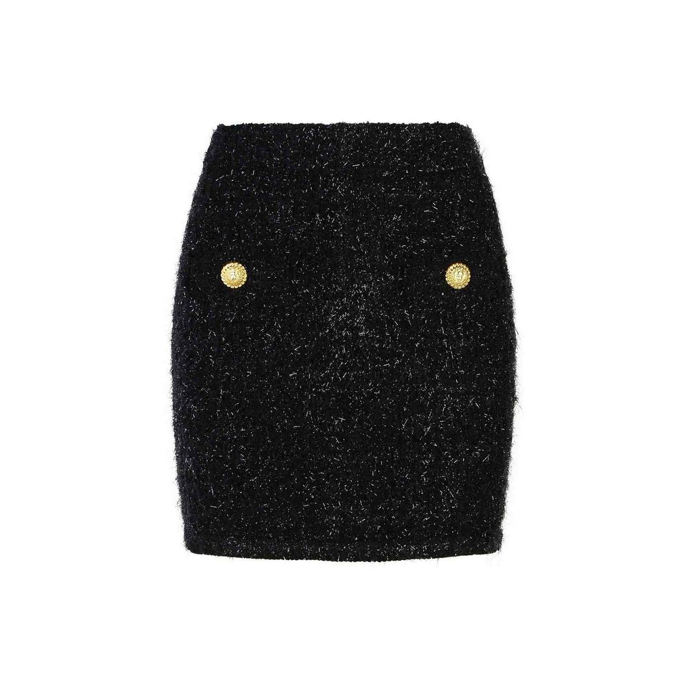 Jupe tweed femme avec boutons dorés