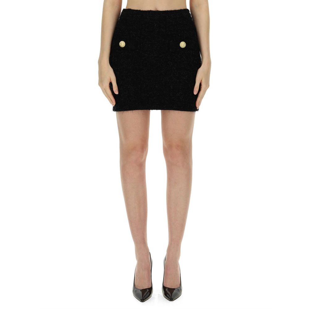 Jupe tweed femme avec boutons dorés