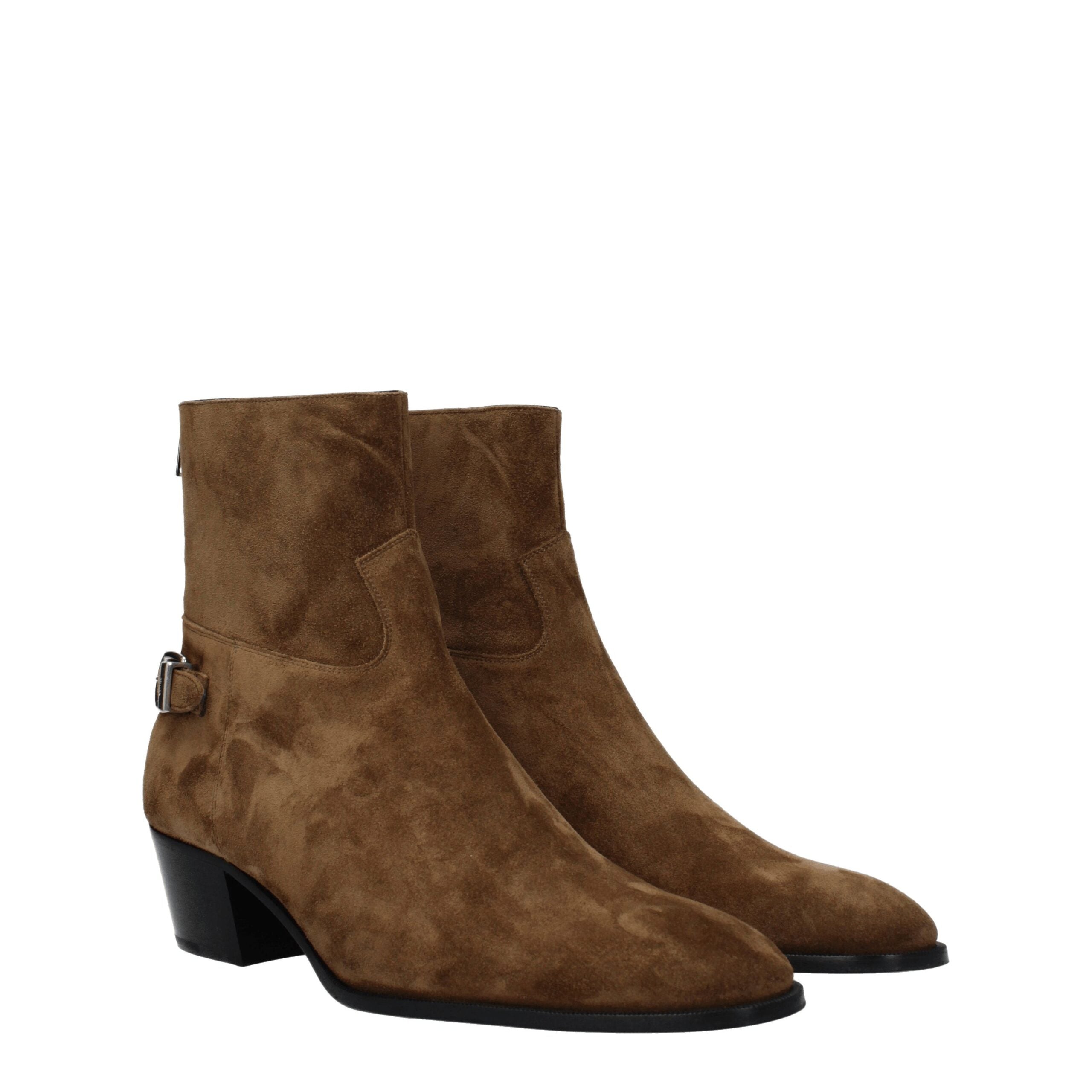 Bottines Celine en cuir marron